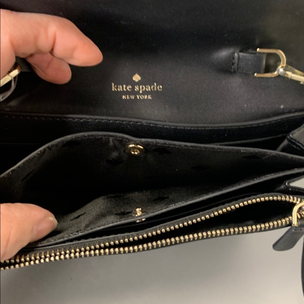 Kate Spade Karri Sleek Smooth Small Black Crossbody Flap Wallet  7.5Wx5.5Hx1D - Picture 6 of 14